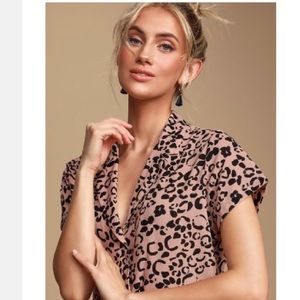 Blush Pink Cheetah Print Button-Up